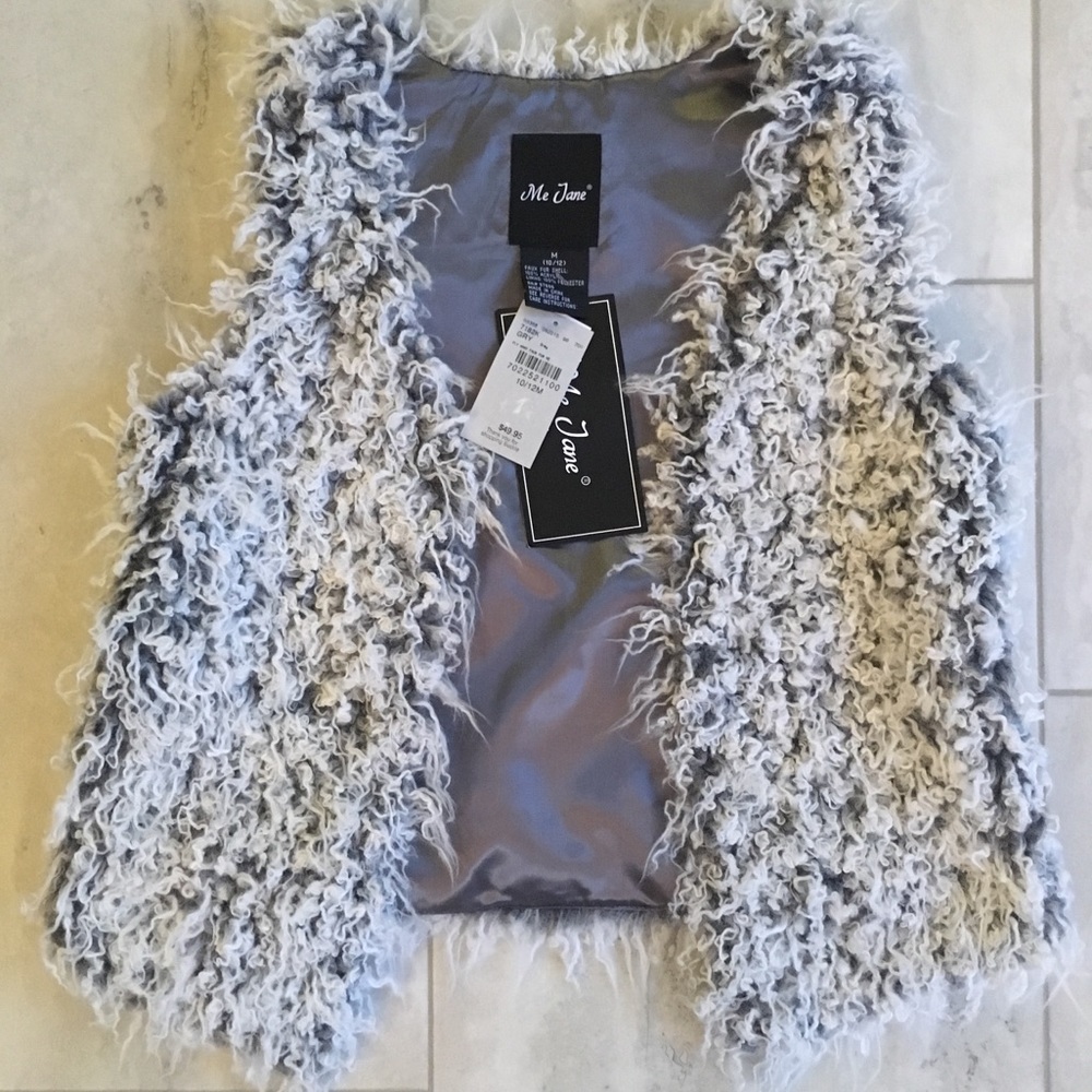 NWT Girls Faux Fur Vest - Medium 10/12 - Me Jane